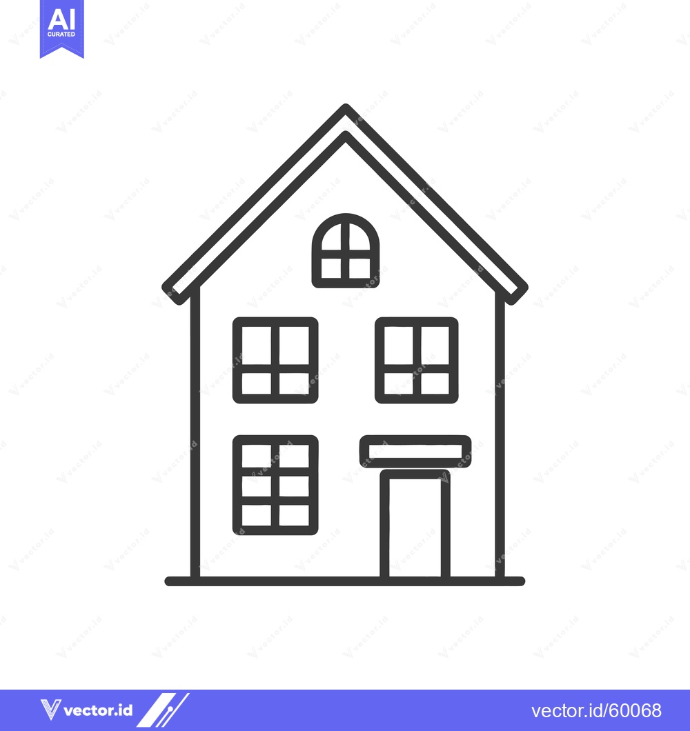 Premium Vector dari Line art drawing of a simple two story house