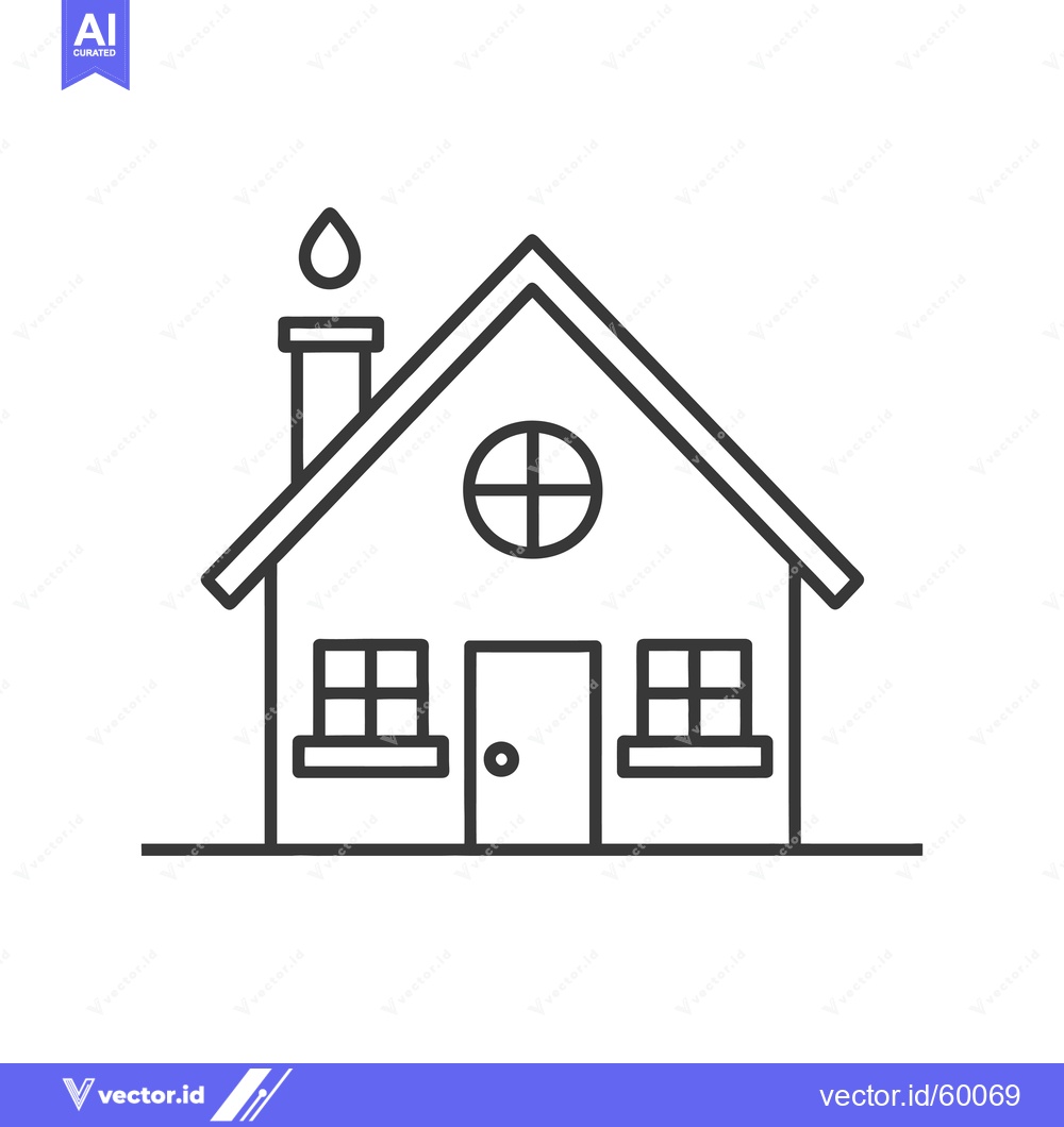 Premium Vector dari Simple Line Drawing Of A Cozy Little House