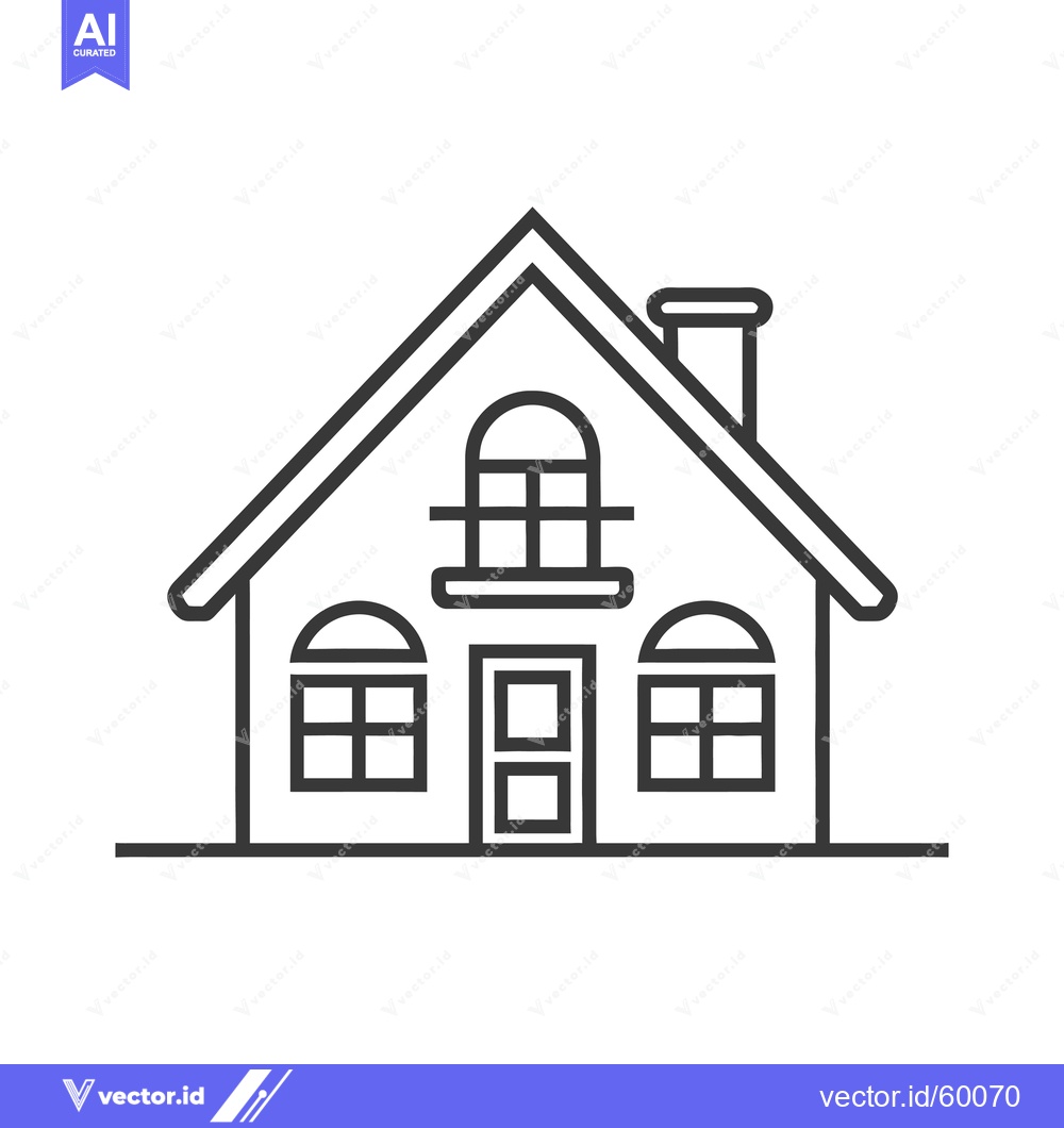 Premium Vector of Simple Line Drawing Of A Cozy Suburban House