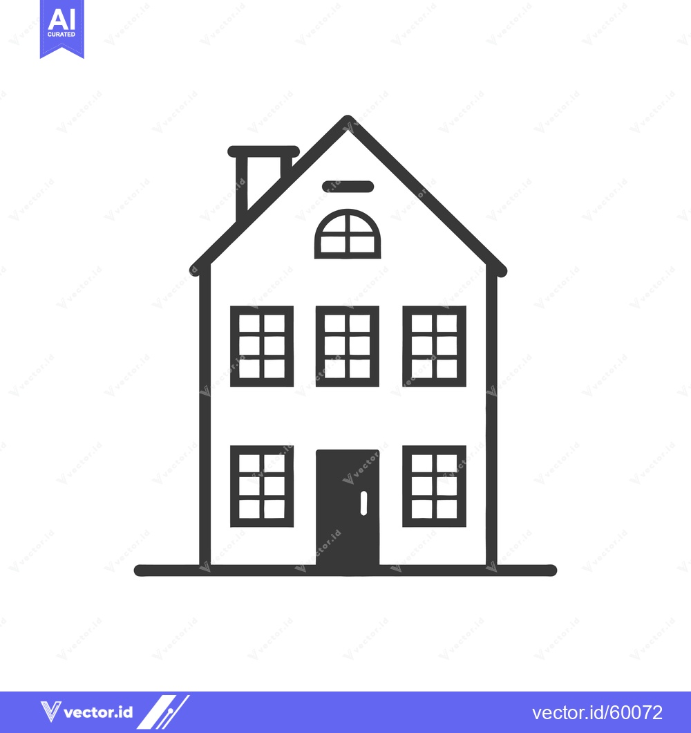 Premium Vector dari Simple Line Drawing Of A Two Story House