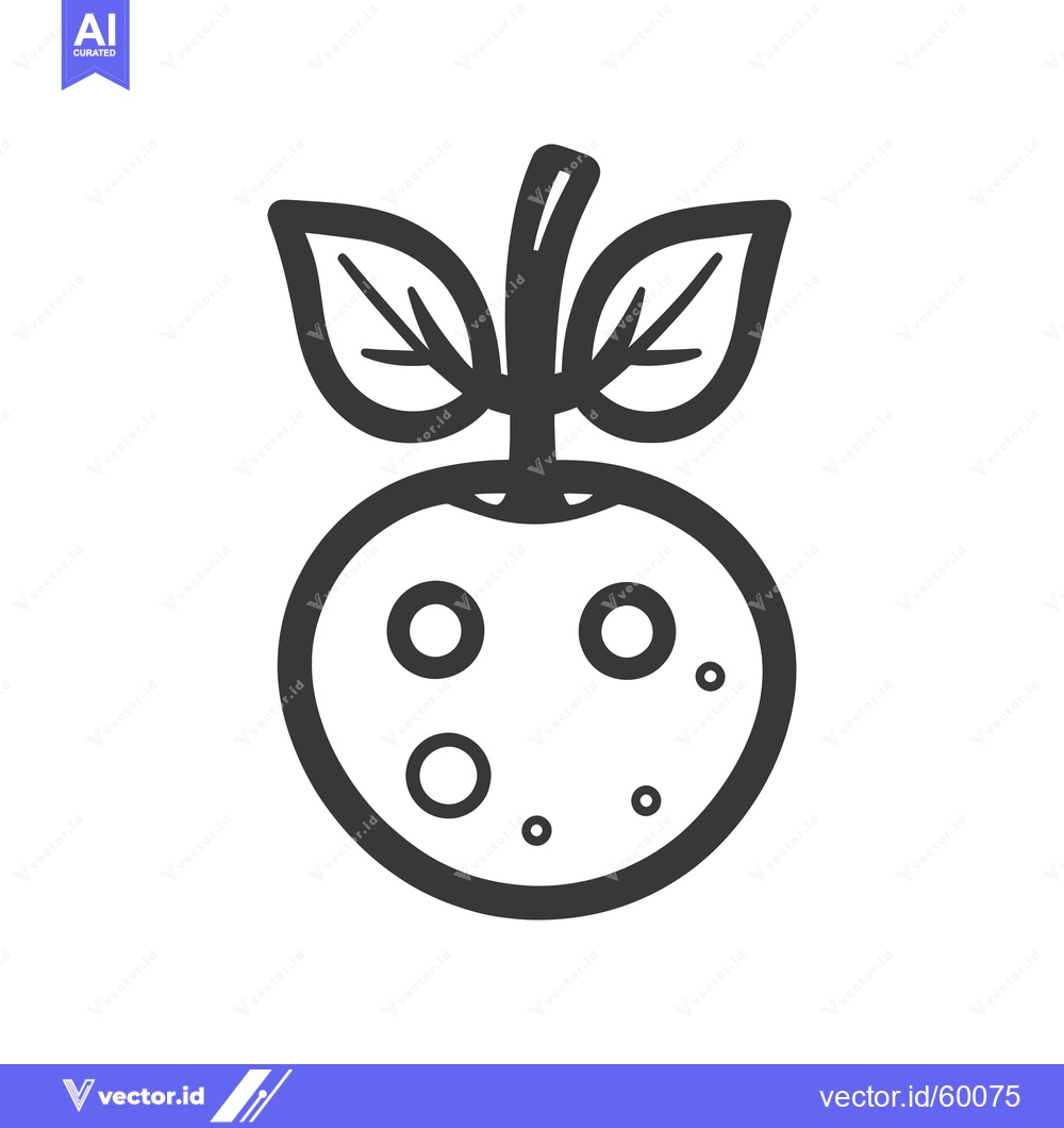 Premium Vector dari Stylized Line Drawing of a Fruit with Leaves