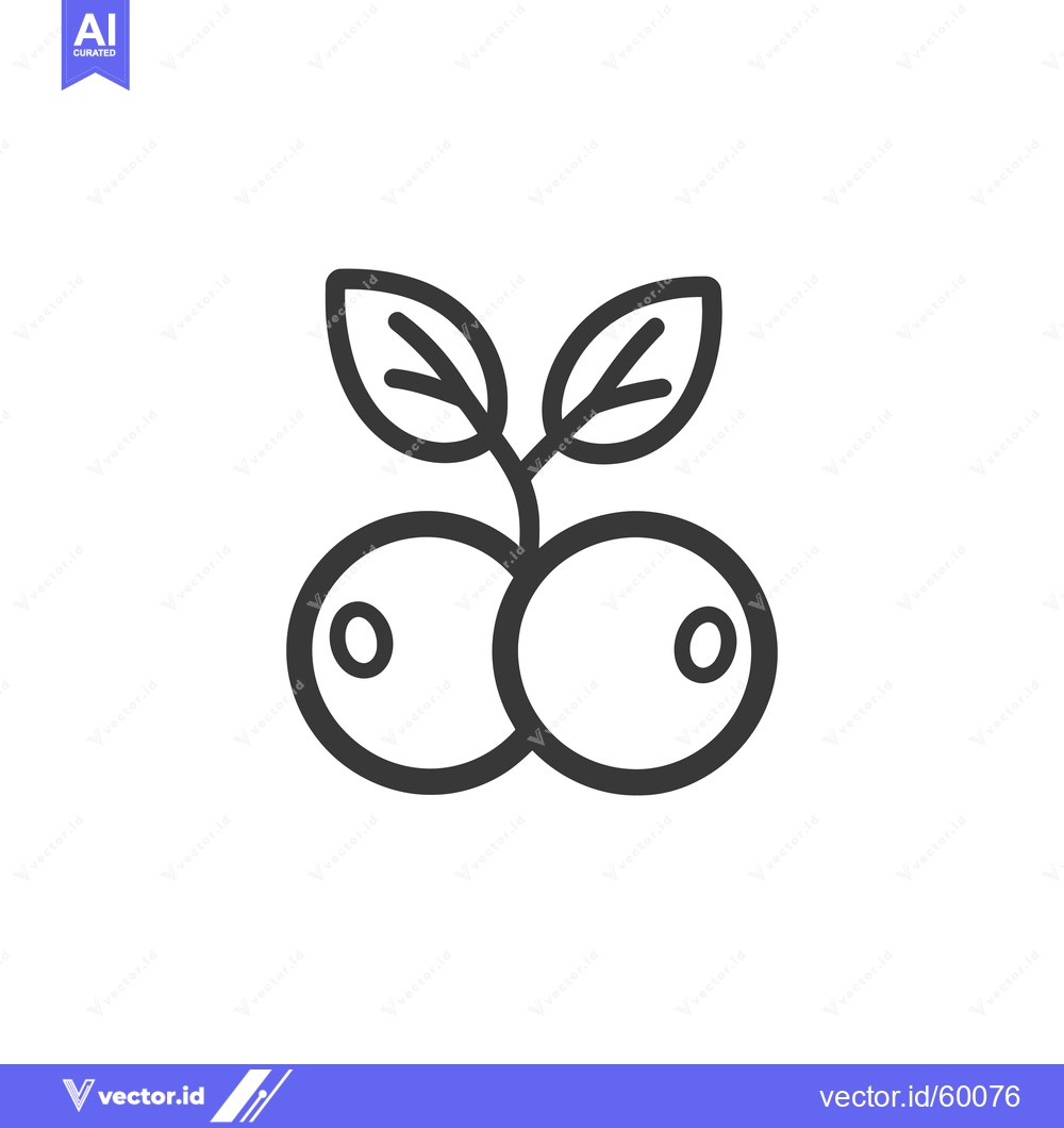 Premium Vector dari Line art drawing of two blueberries with leaves