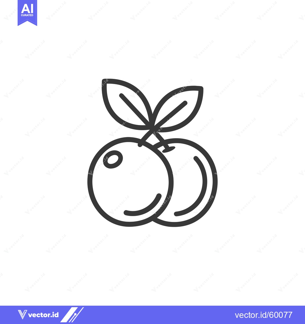 Premium Vector dari Line art drawing of two blueberries with leaves