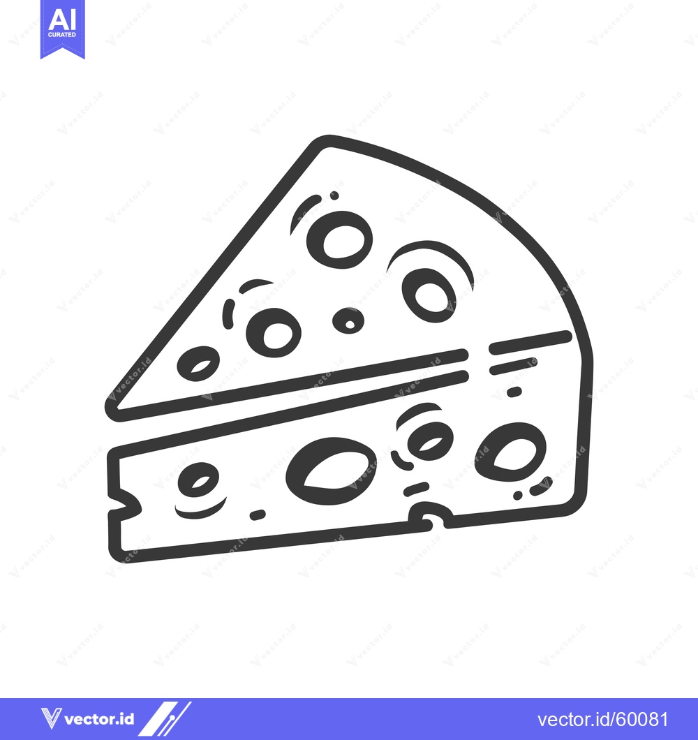 Premium Vector of A Simple Line Drawing Of A Cheese Wedge
