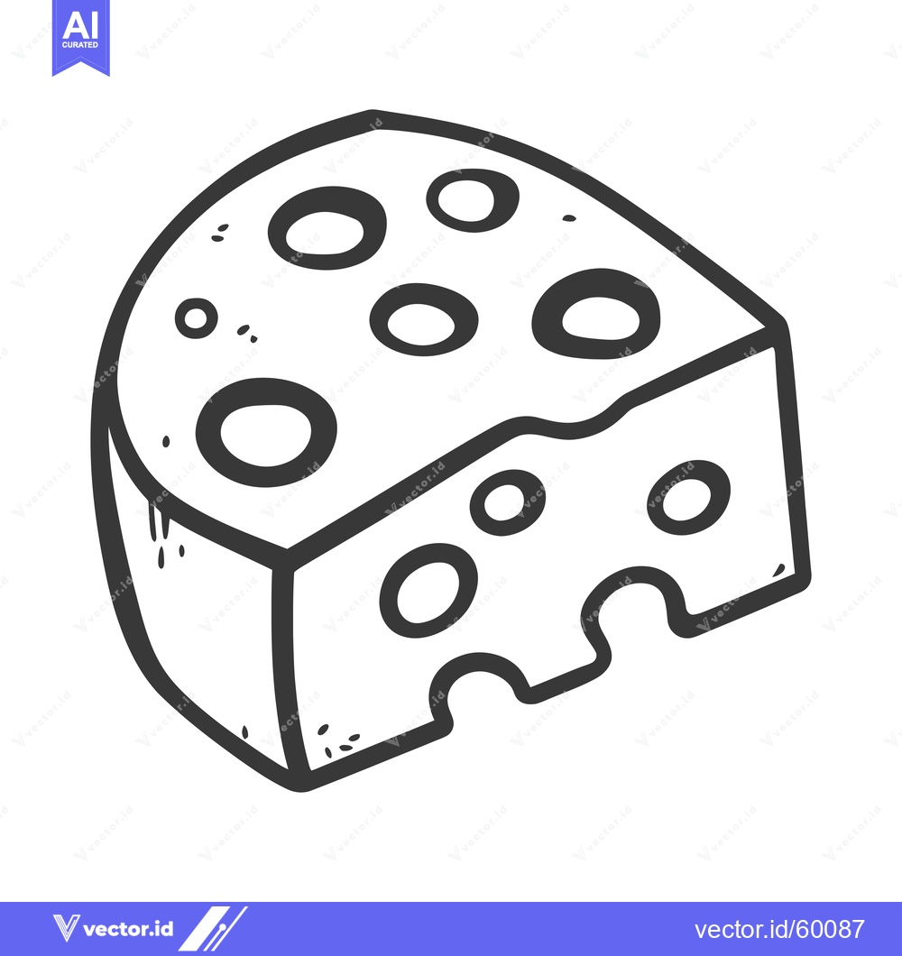 Premium Vector of A Wedge of Swiss Cheese with Holes