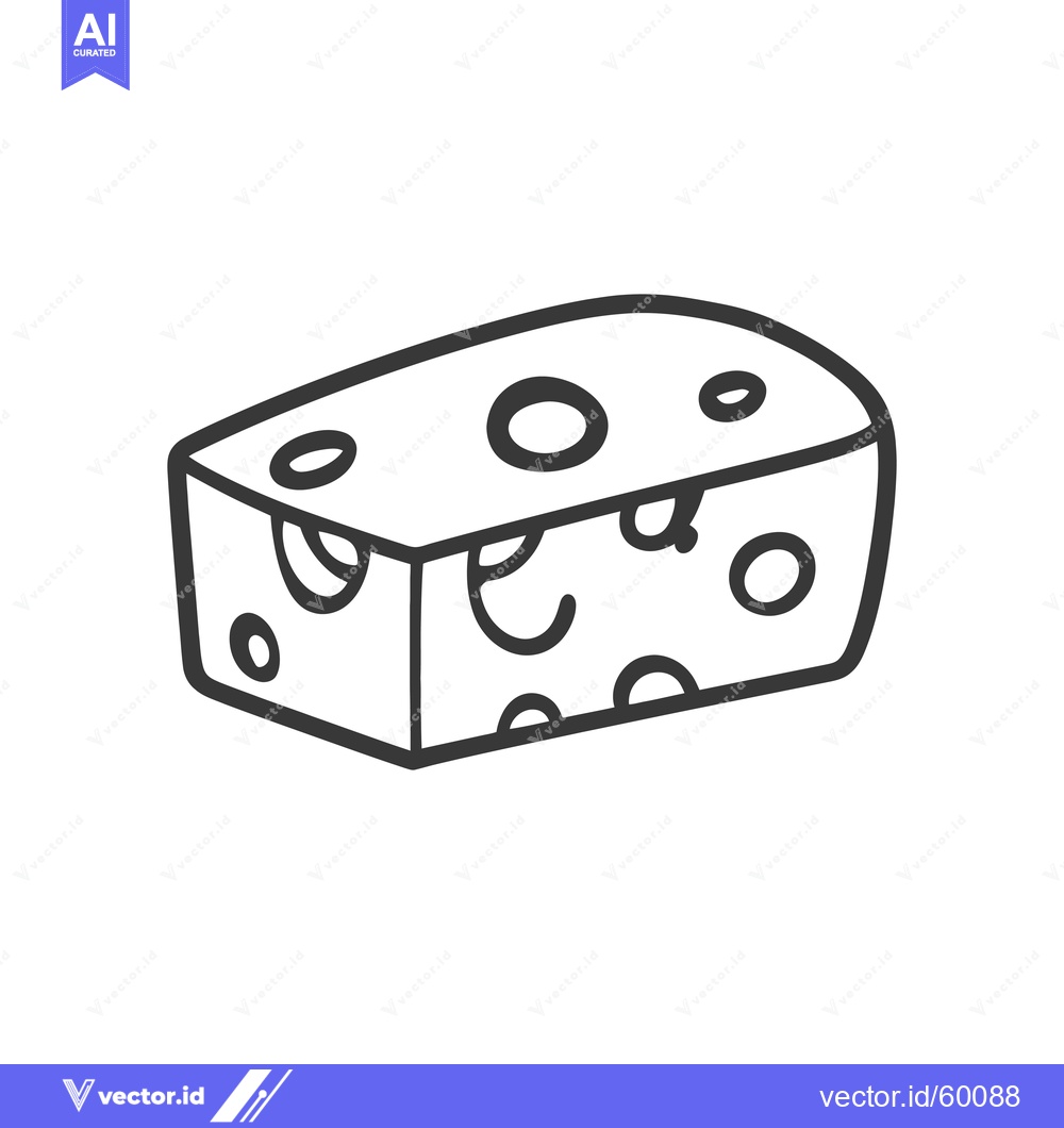 Premium Vector of A Simple Line Drawing Of A Block Of Cheese