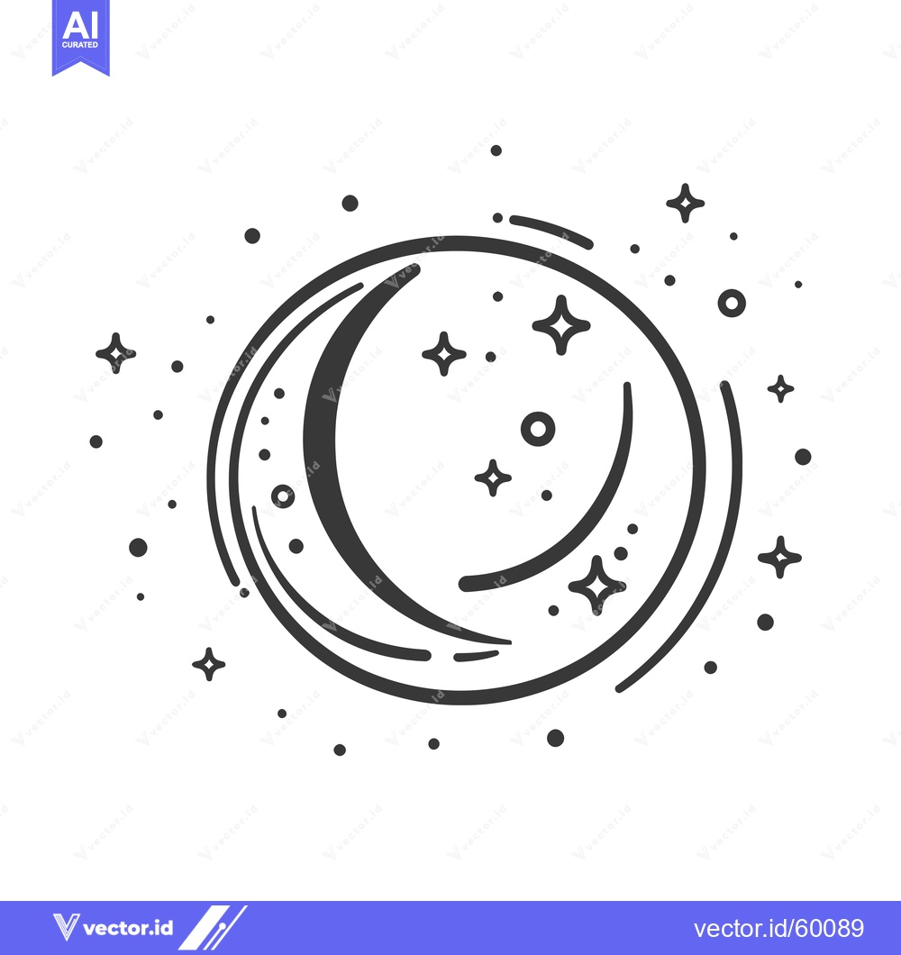 Premium Vector of Crescent Moon Stars Celestial Night Sky Design