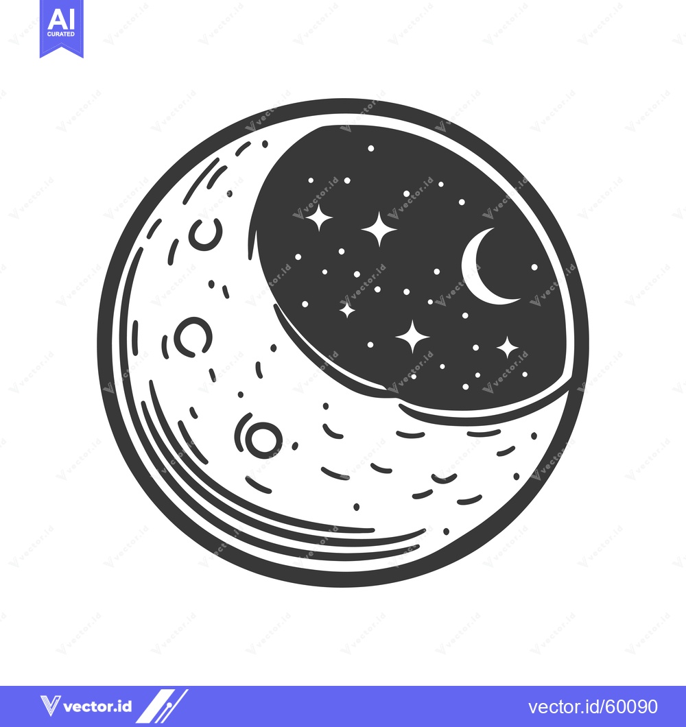 Premium Vector of Crescent Moon Stars Night Sky Celestial Design
