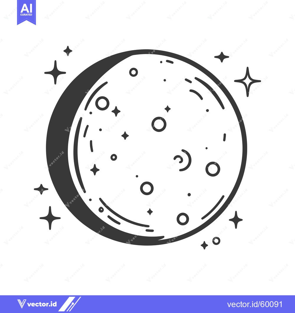 Premium Vector of Crescent Moon Celestial Body with Stars and Dots