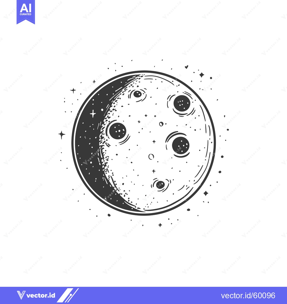 Premium Vector dari Crescent Moon Celestial Body Cosmic Art Illustration
