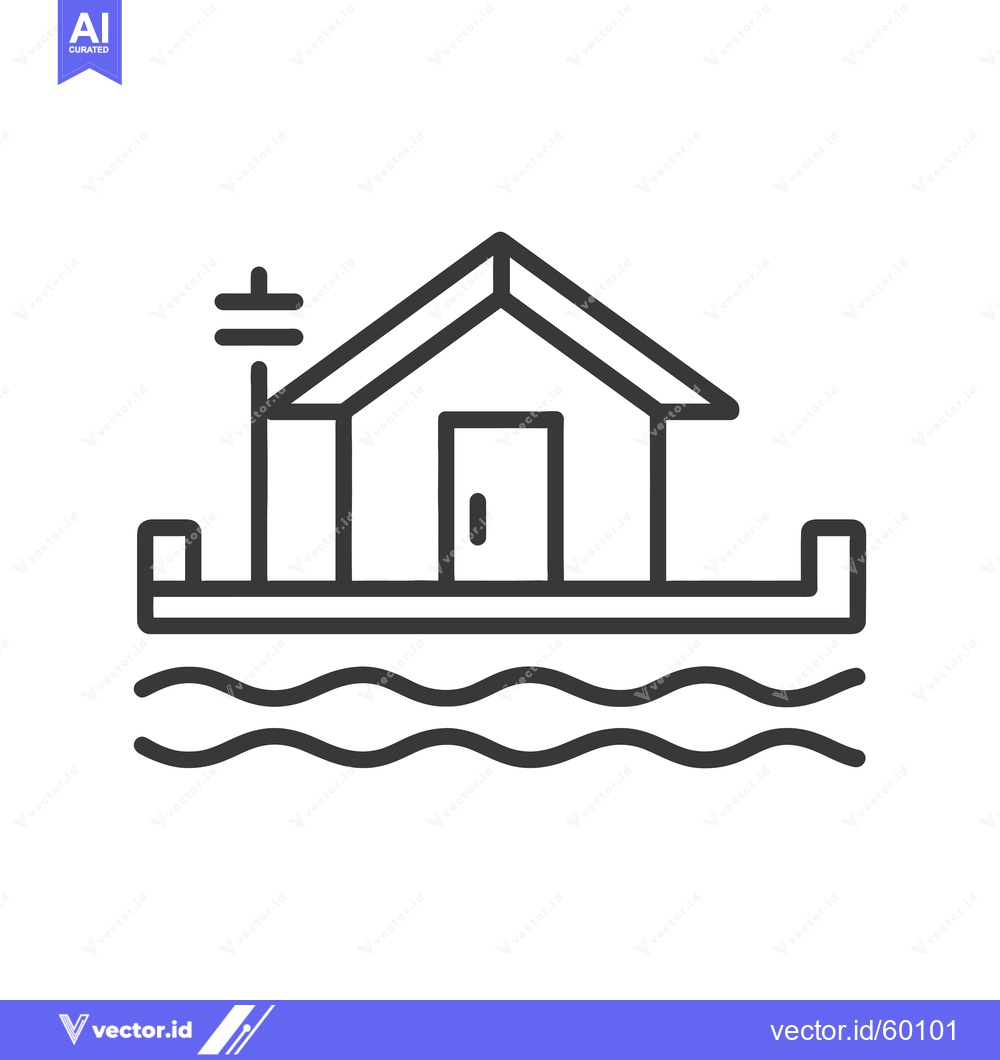 Premium Vector dari House on a Lake with Antenna