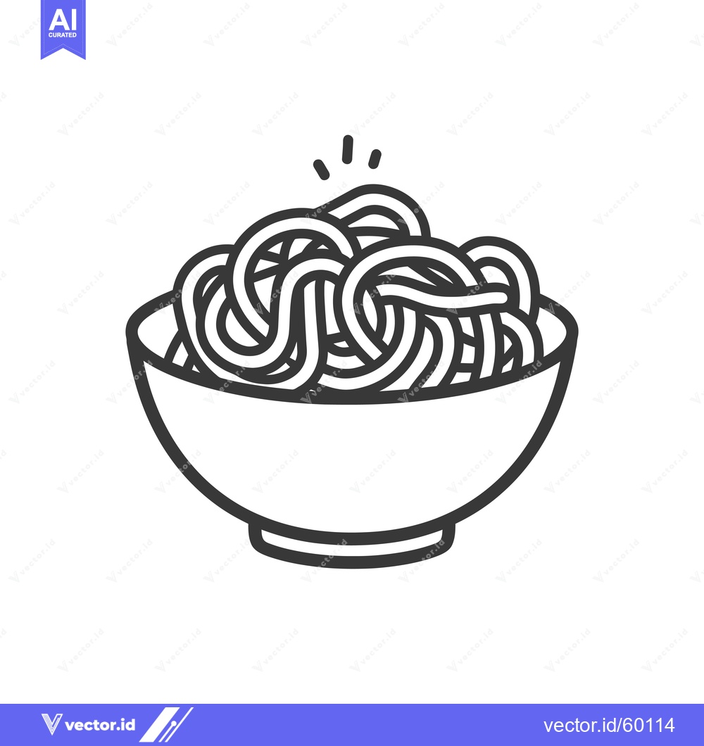 Premium Vector dari A Bowl of Noodles A Simple Line Drawing