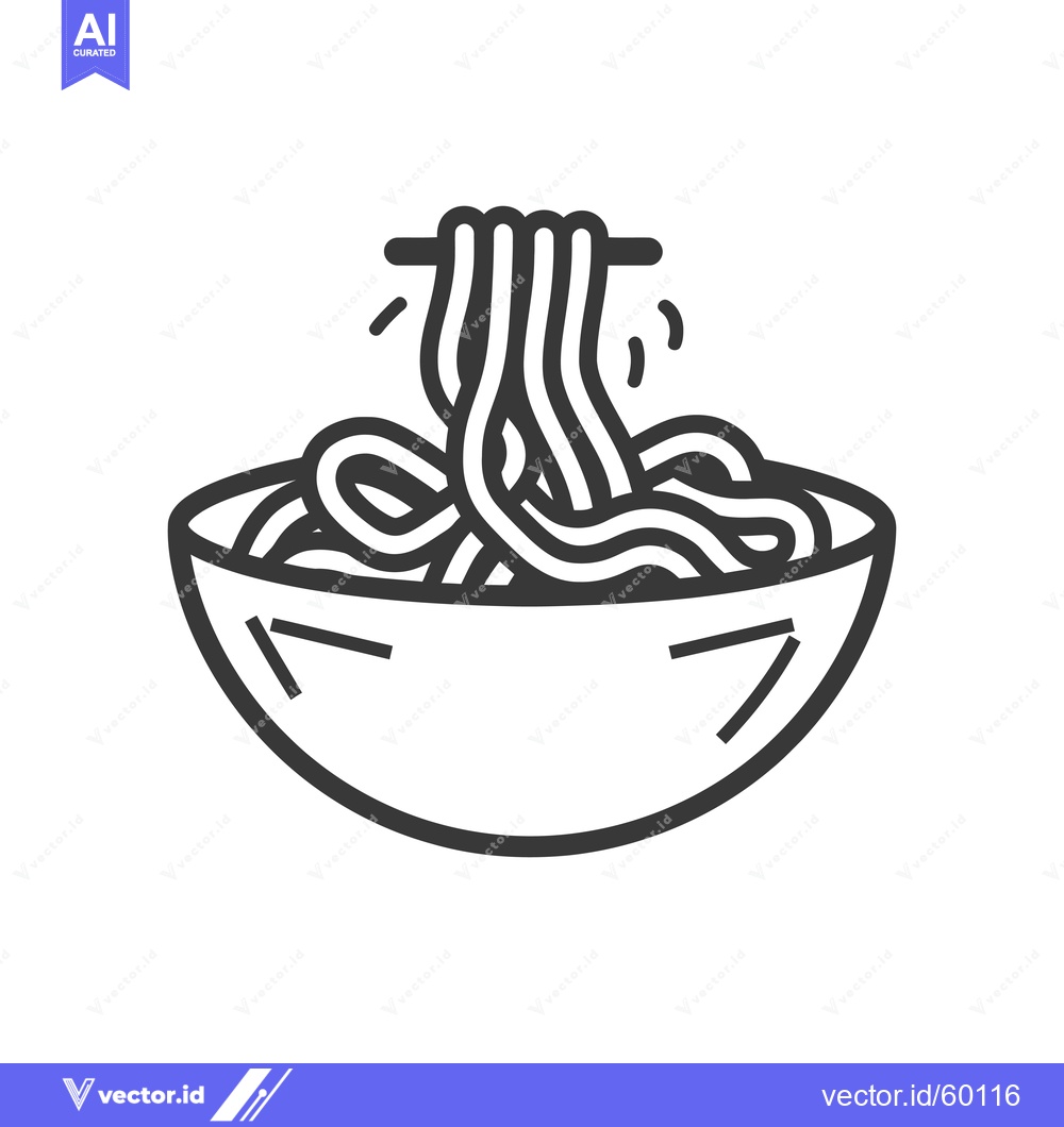 Premium Vector dari A Bowl of Noodles with Chopsticks Lifting Some Strands
