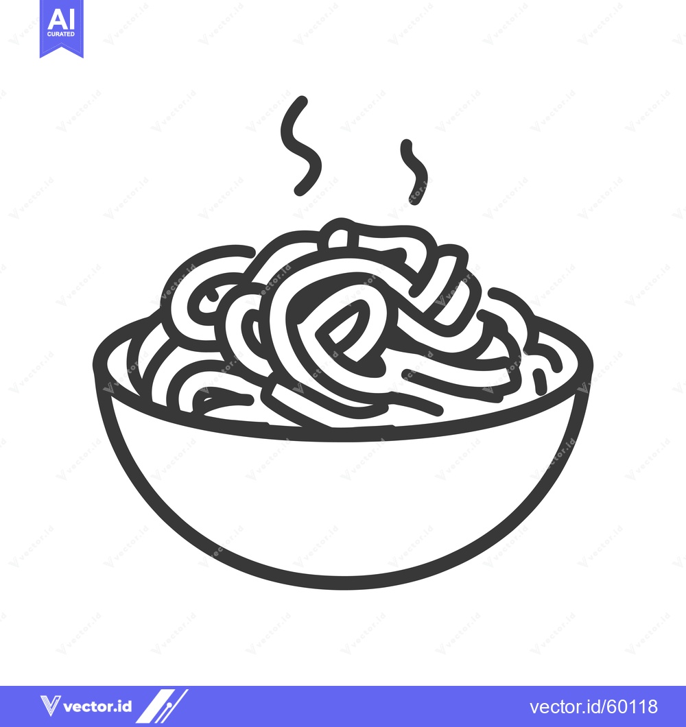 Premium Vector of A Bowl of Steaming Noodles A Simple Line Drawing