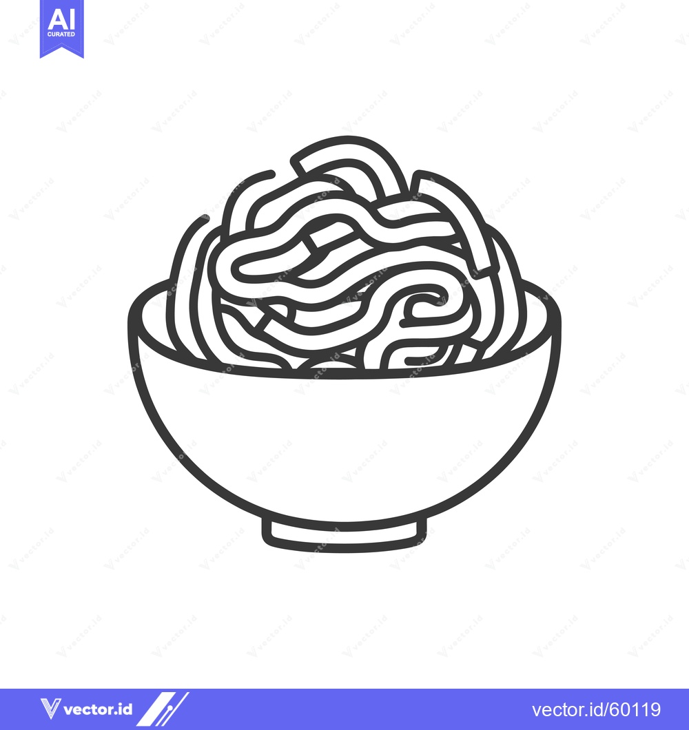 Premium Vector of A Bowl of Noodles a Simple Line Drawing