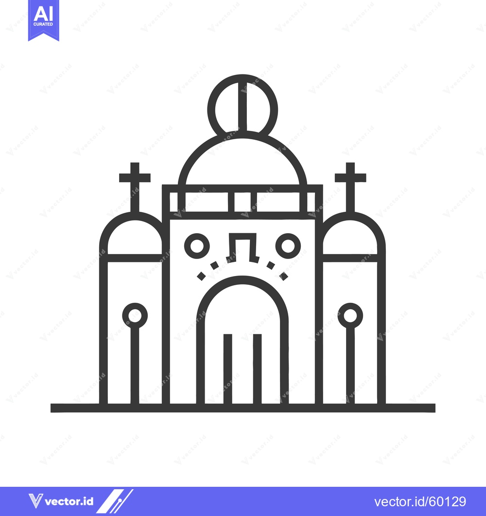 Premium Vector of Line art illustration of a basilica style church building