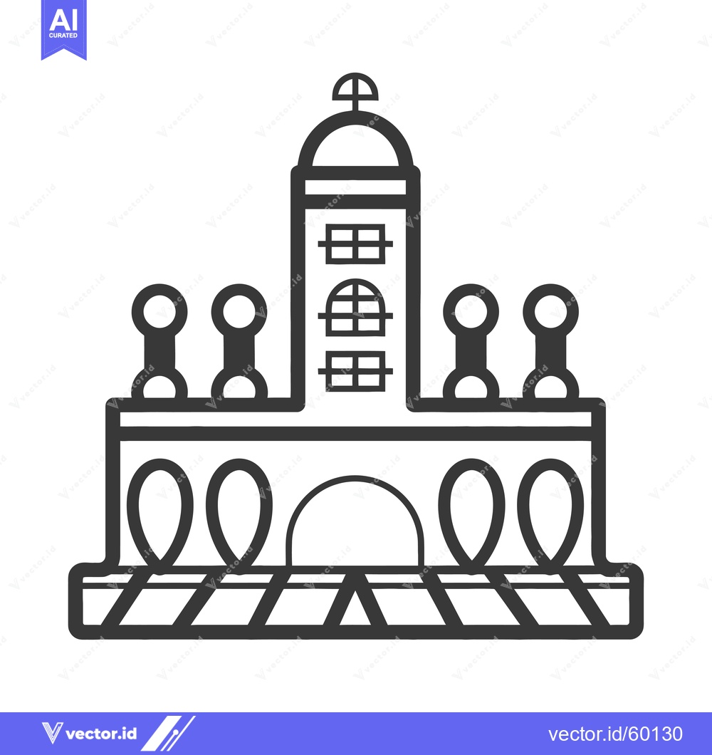 Premium Vector dari Line drawing of a stylized building with a dome
