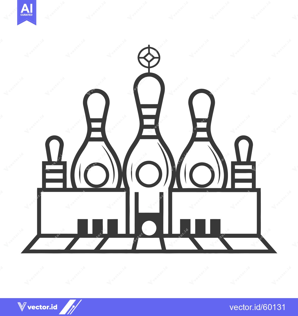 Premium Vector dari Bowling Alley Schematic Design Three Pins Ball