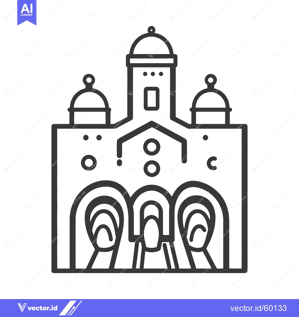 Premium Vector dari Line Art Drawing of a Three Tunnel Building