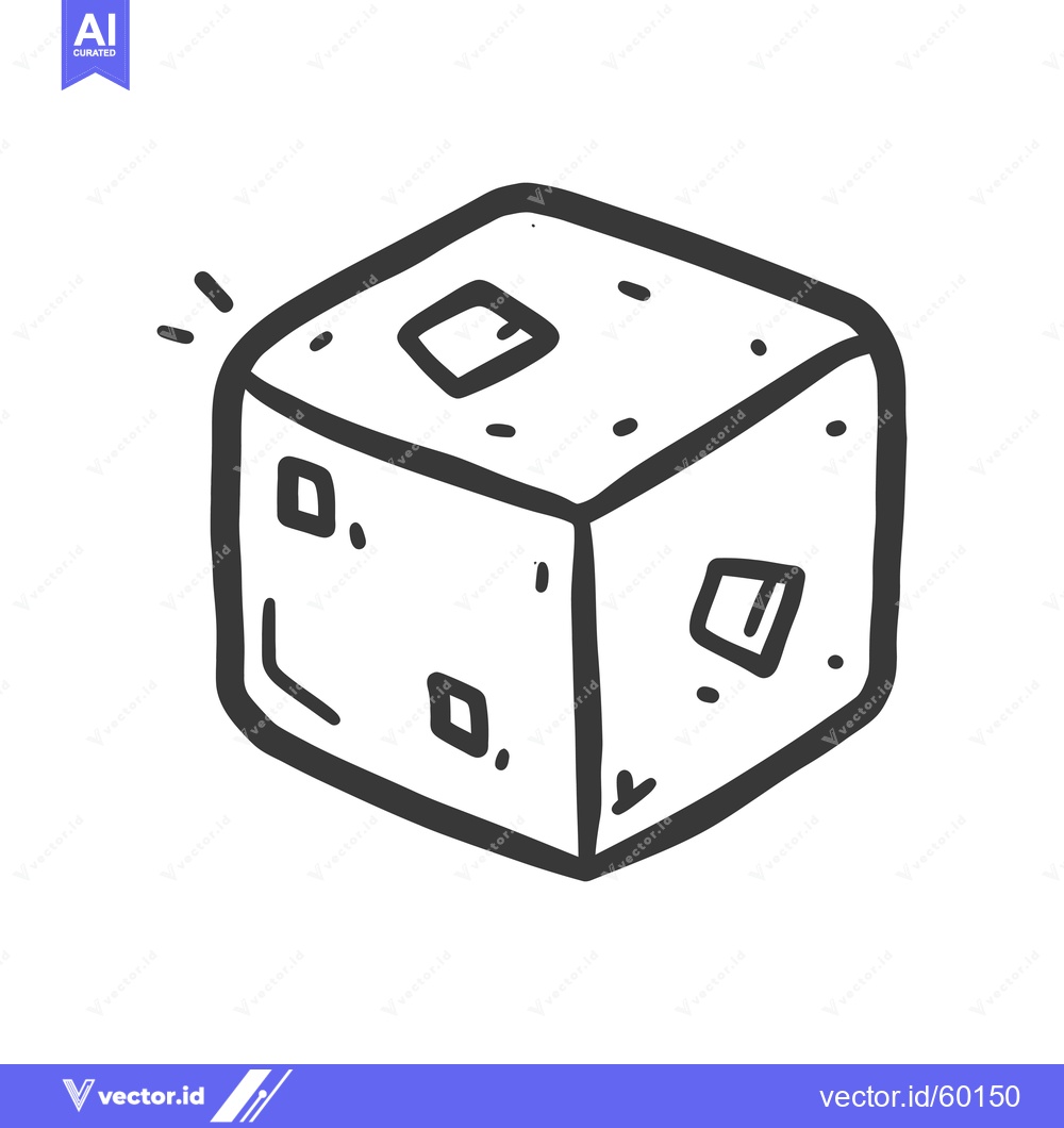 Premium Vector dari A Hand Drawn Cube Shaped Object With Small Squares