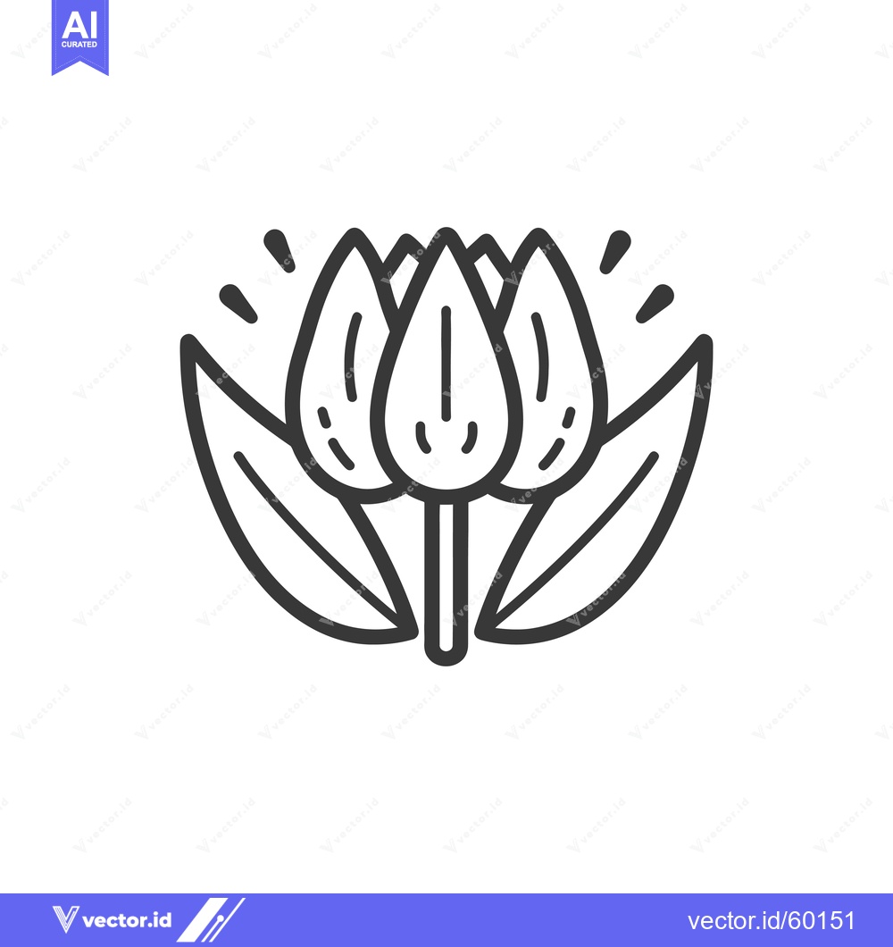 Premium Vector dari Simple Line Drawing Of A Three Petal Flower