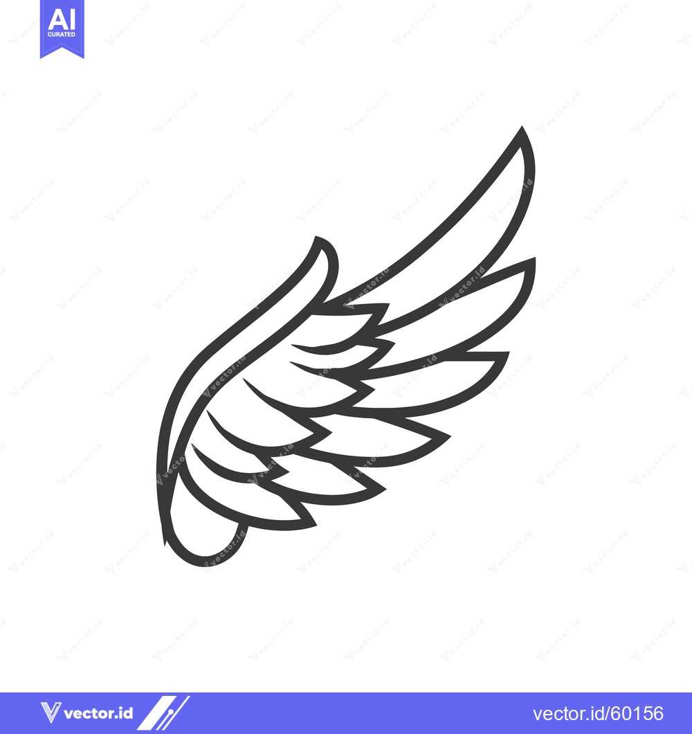 Premium Vector of A Single Stylized Wing Design Illustration