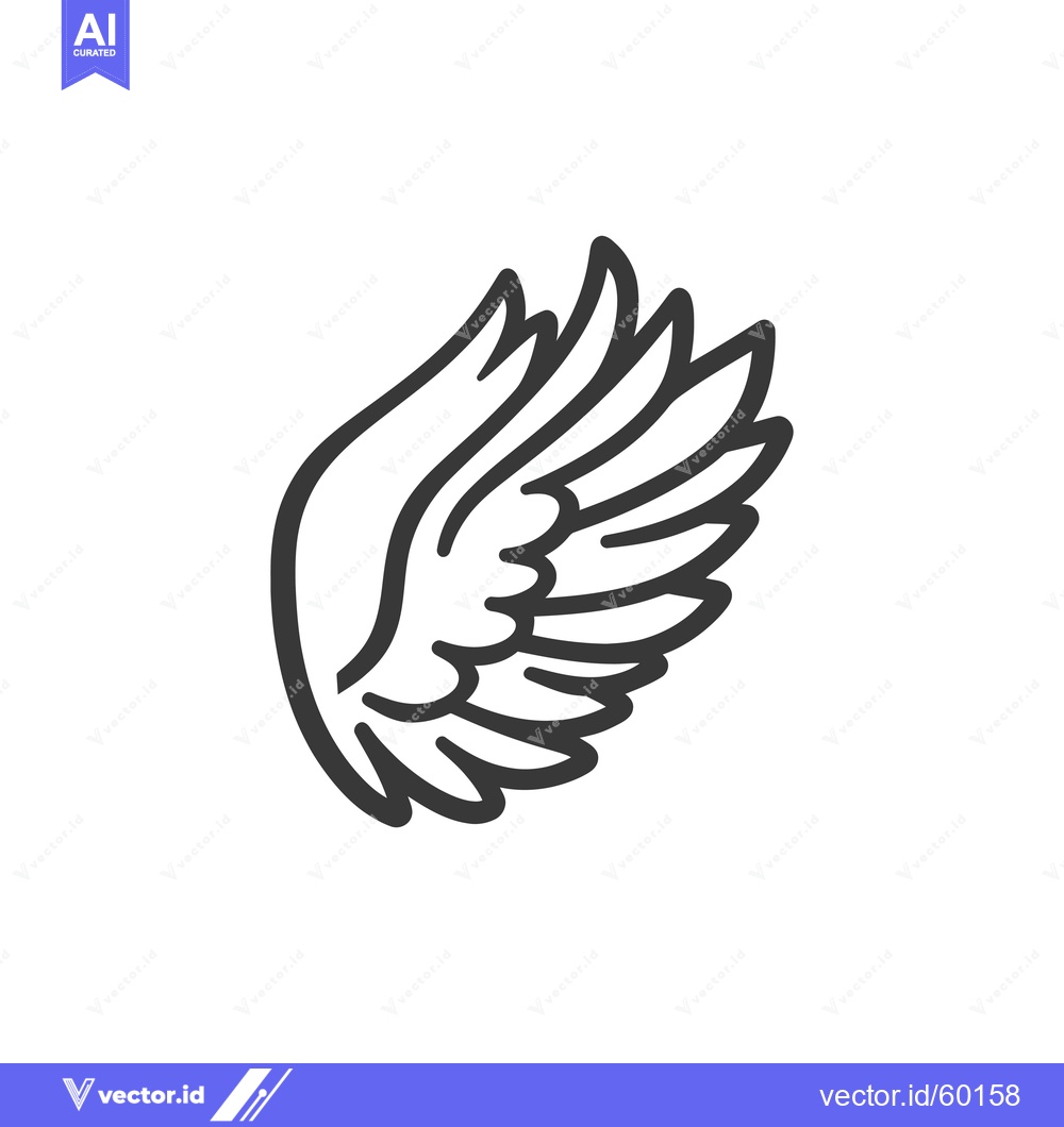 Premium Vector of Single Wing Design Line Art Graphic Illustration