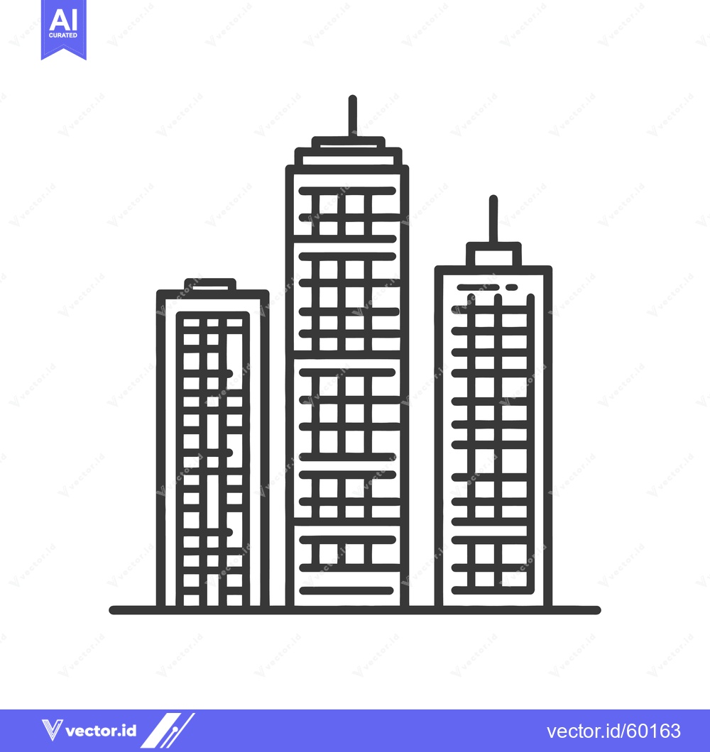 Premium Vector dari Three City Buildings Skyline Modern Design Illustration