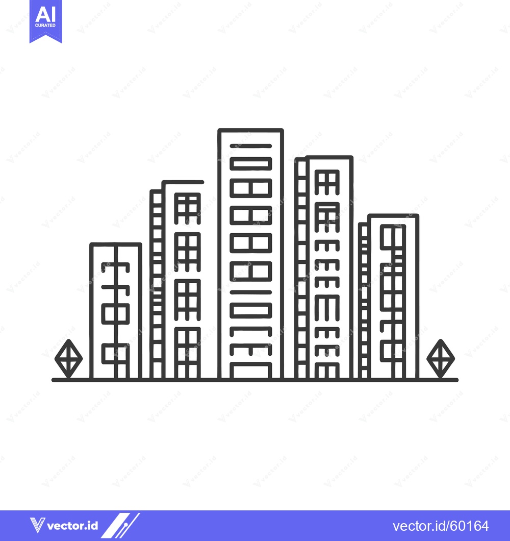 Premium Vector of Simple Line Drawing Of City Skyline Buildings