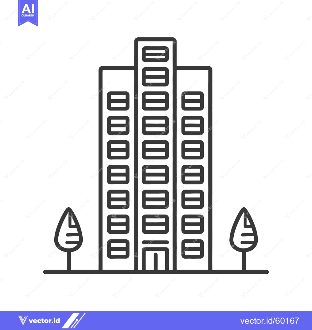 Premium Vector of Modern Apartment Building With Two Small Trees