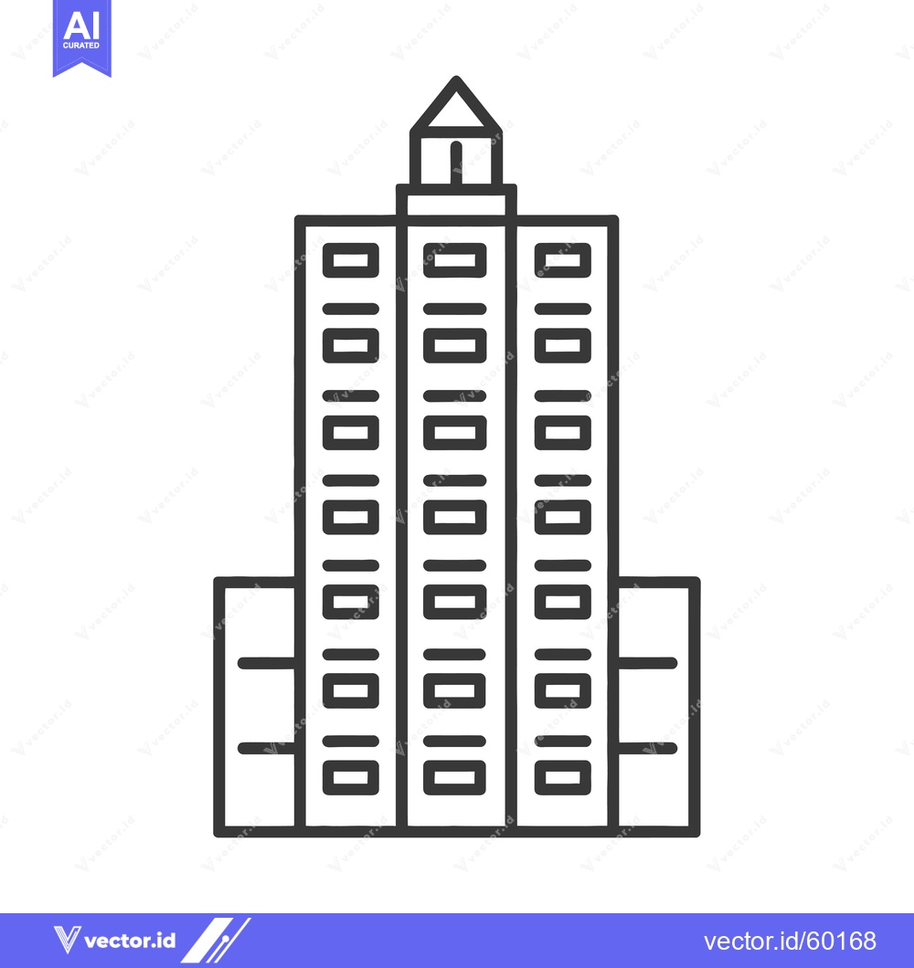 Premium Vector dari Tall Building Icon Line Art Design Simple Structure