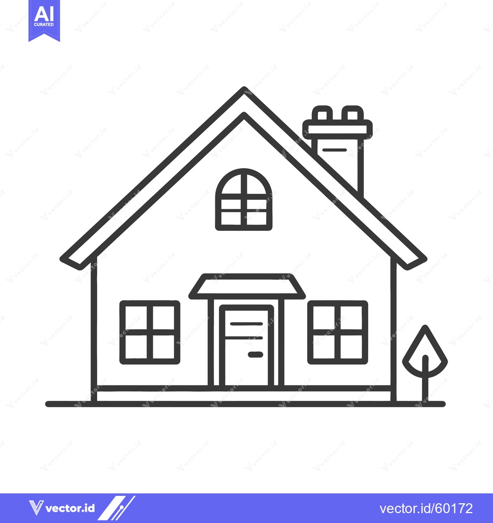 Premium Vector dari Simple Line Drawing Of A Suburban House