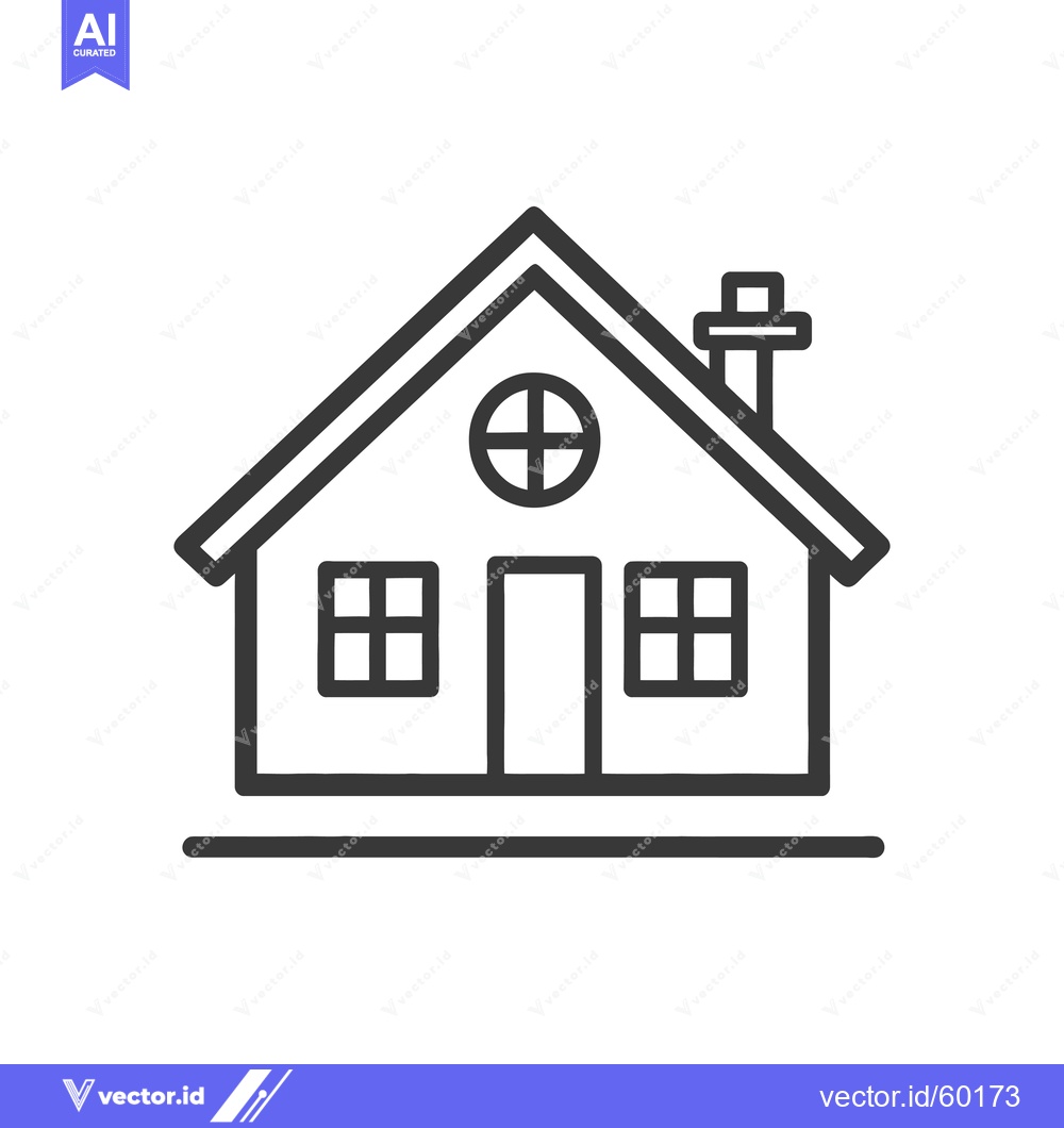 Premium Vector dari Simple Line Drawing Of A Suburban House