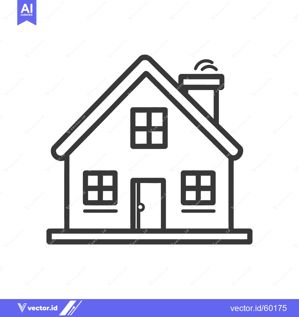 Premium Vector of Simple Line Drawing Of A House With A Chimney