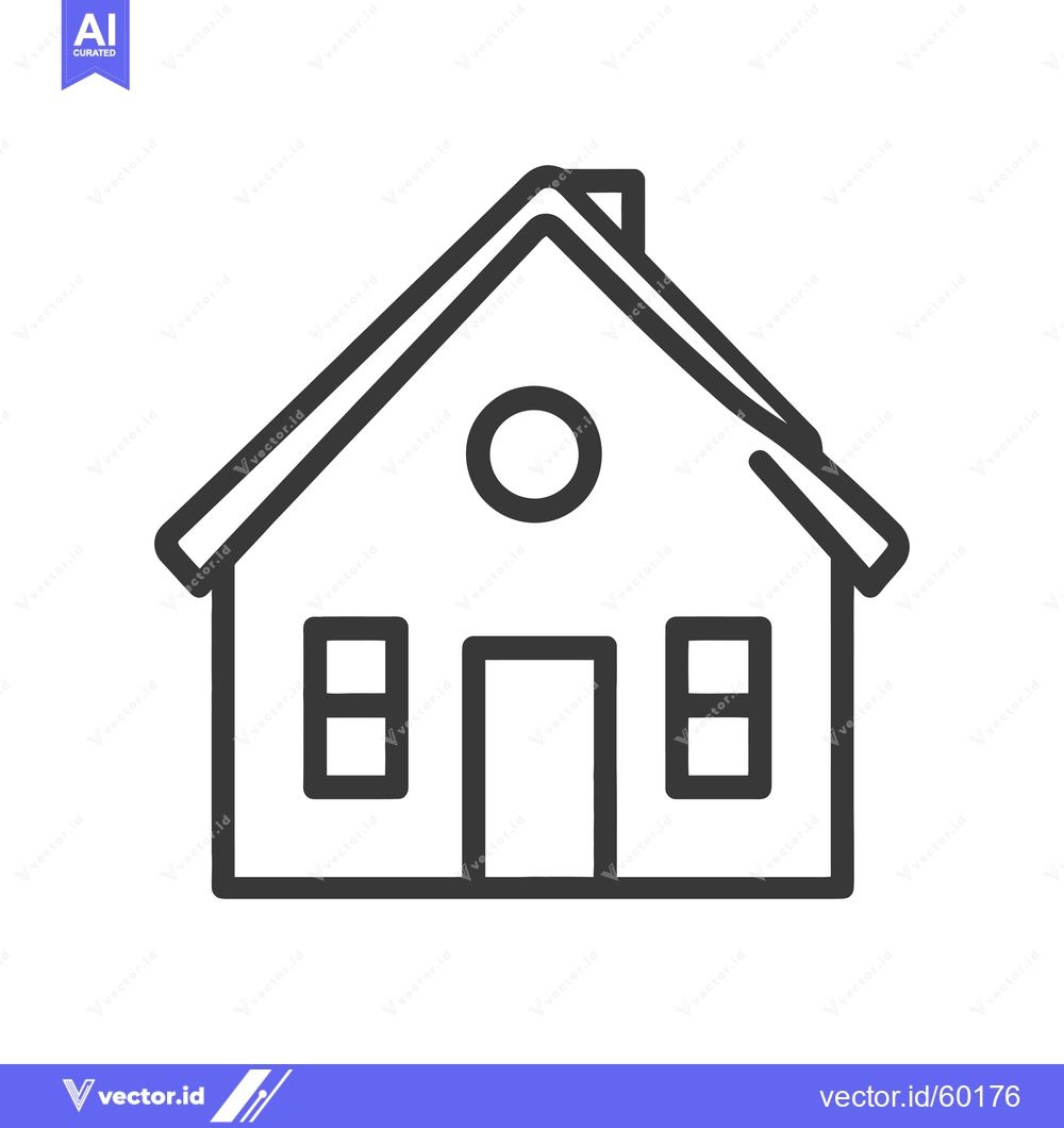 Premium Vector of Simple Line Drawing Of A House With A Chimney
