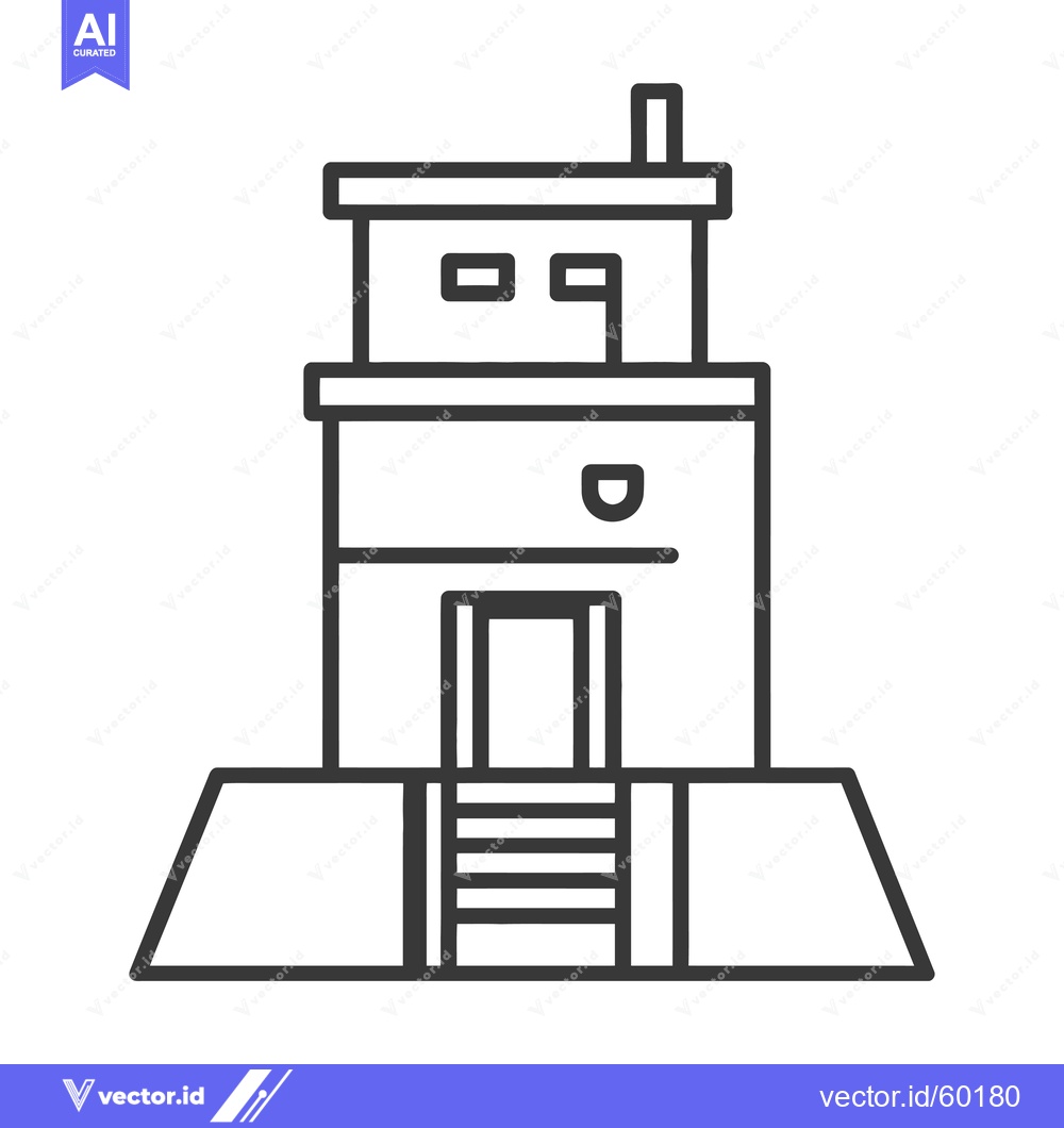 Premium Vector dari A Simple Line Drawing of a Two Story Building