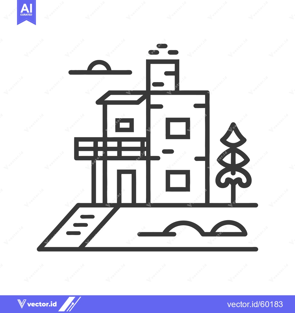 Premium Vector dari Modern House Design with Balcony and Tree