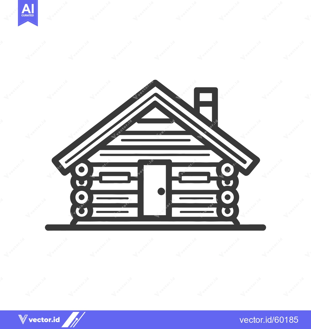Premium Vector dari Simple Line Drawing Of A Cozy Log Cabin Home
