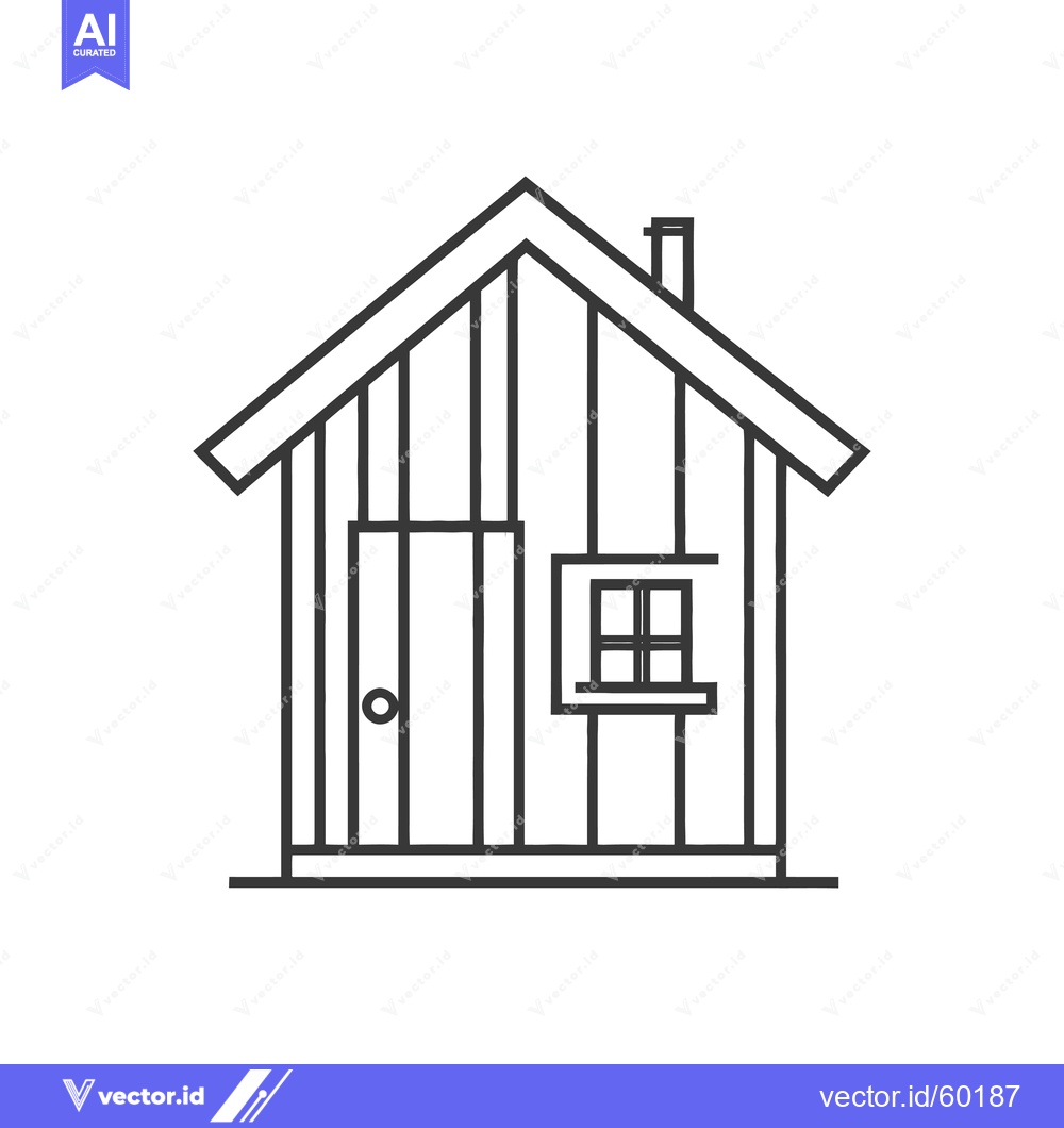 Premium Vector of Simple Line Drawing Of A Small Wooden House