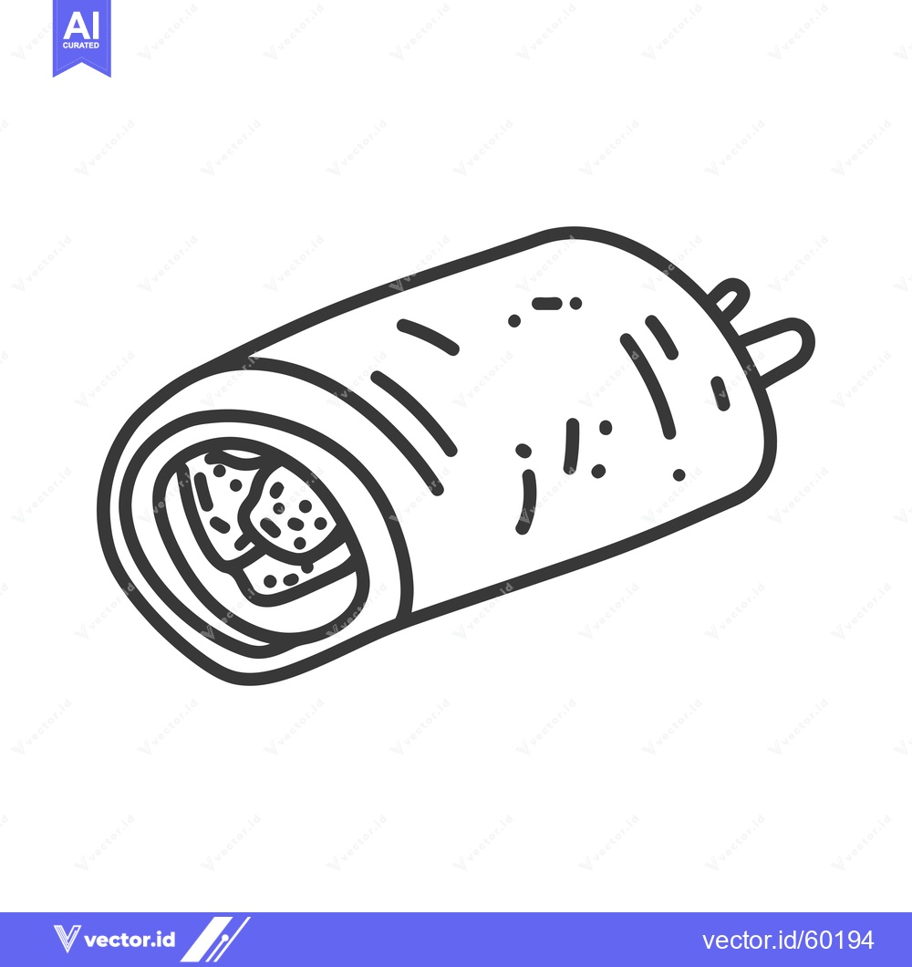 Premium Vector dari A Simple Line Drawing Of A Delicious Burrito