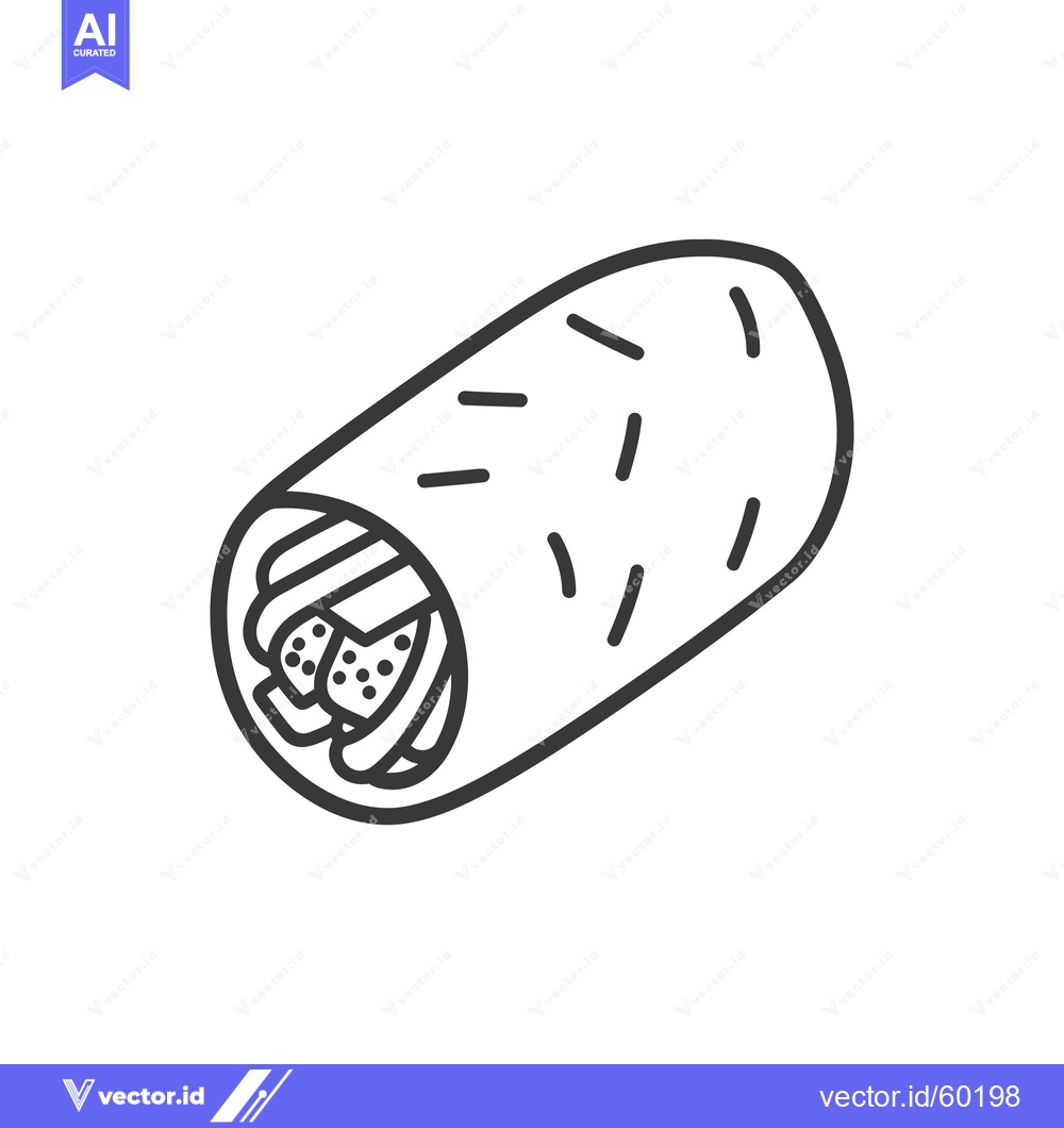 Premium Vector dari A Line Drawing Of A Delicious Burrito Wrap