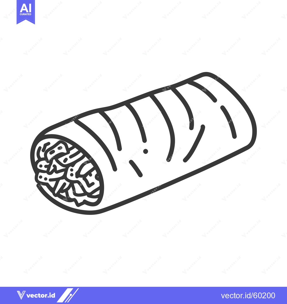 Premium Vector of A Delicious Burrito Illustration Featuring Filling Ingredients