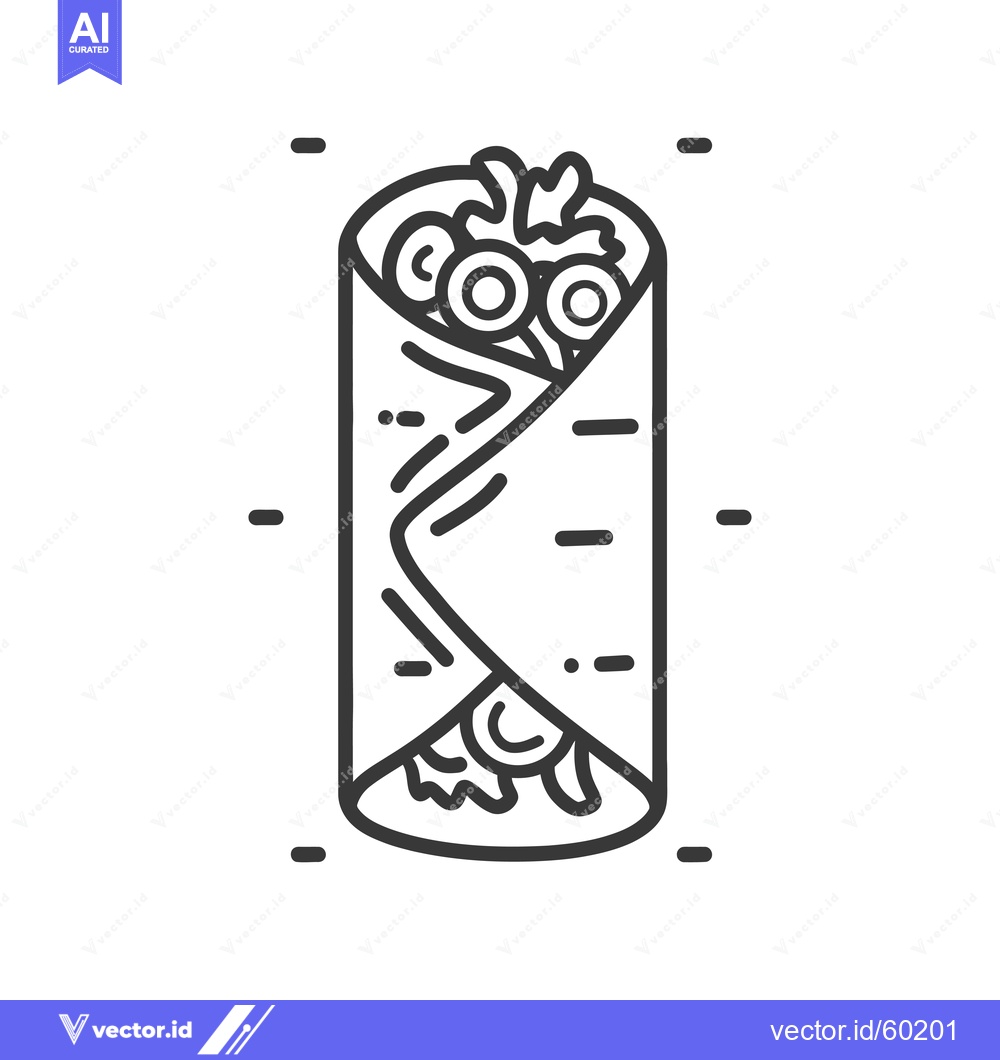 Premium Vector dari A Simple Line Drawing Of A Delicious Burrito