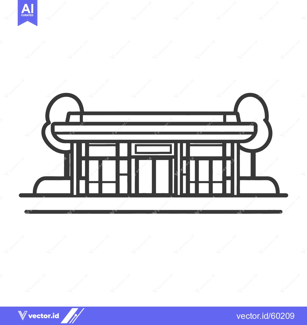 Premium Vector dari Modern Building Design with Trees Landscaping