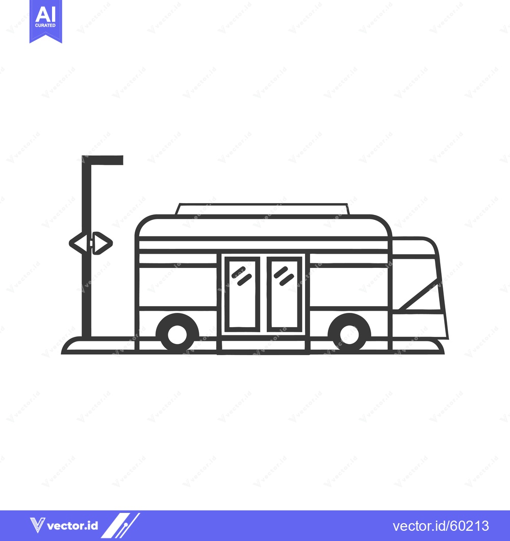 Premium Vector of Bus Stop at a Public Transportation Station