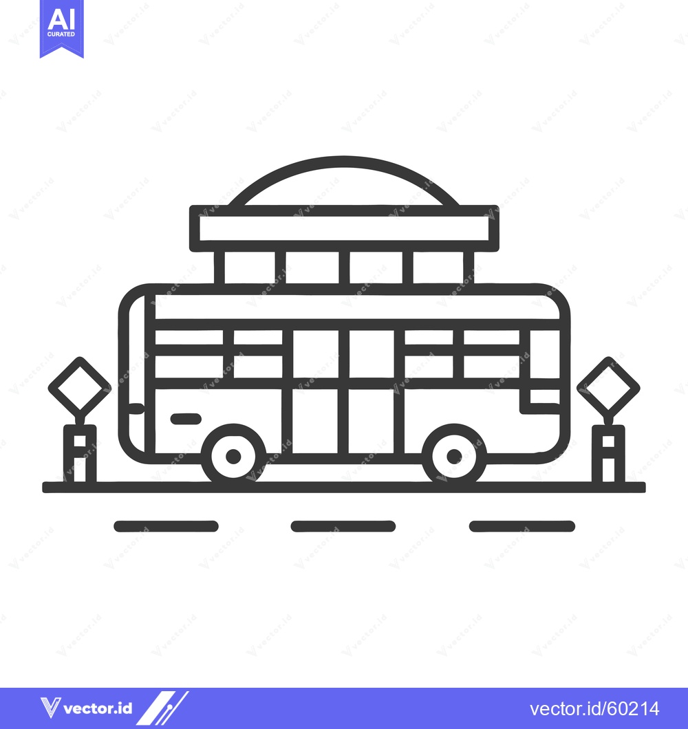 Premium Vector dari A double decker bus at a covered bus stop