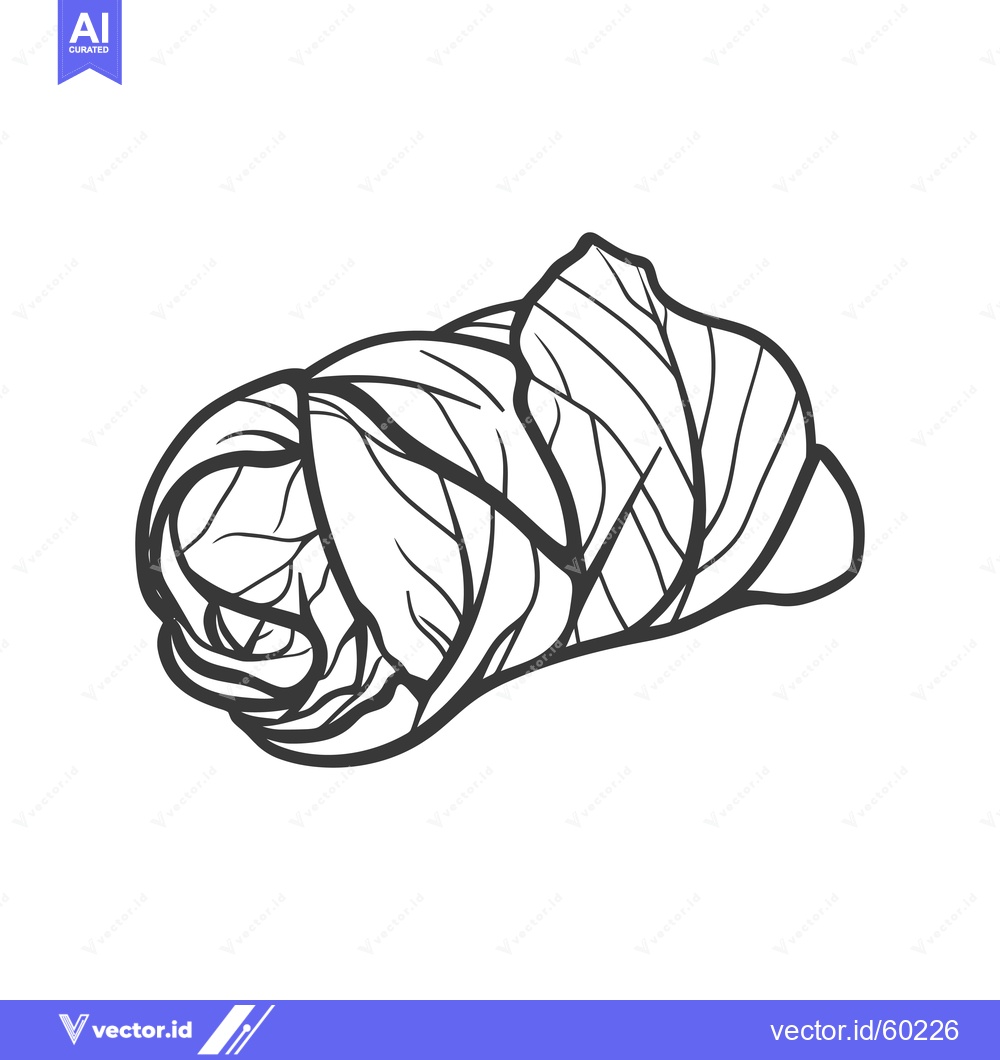 Premium Vector of Line drawing of a cabbage roll prepared food