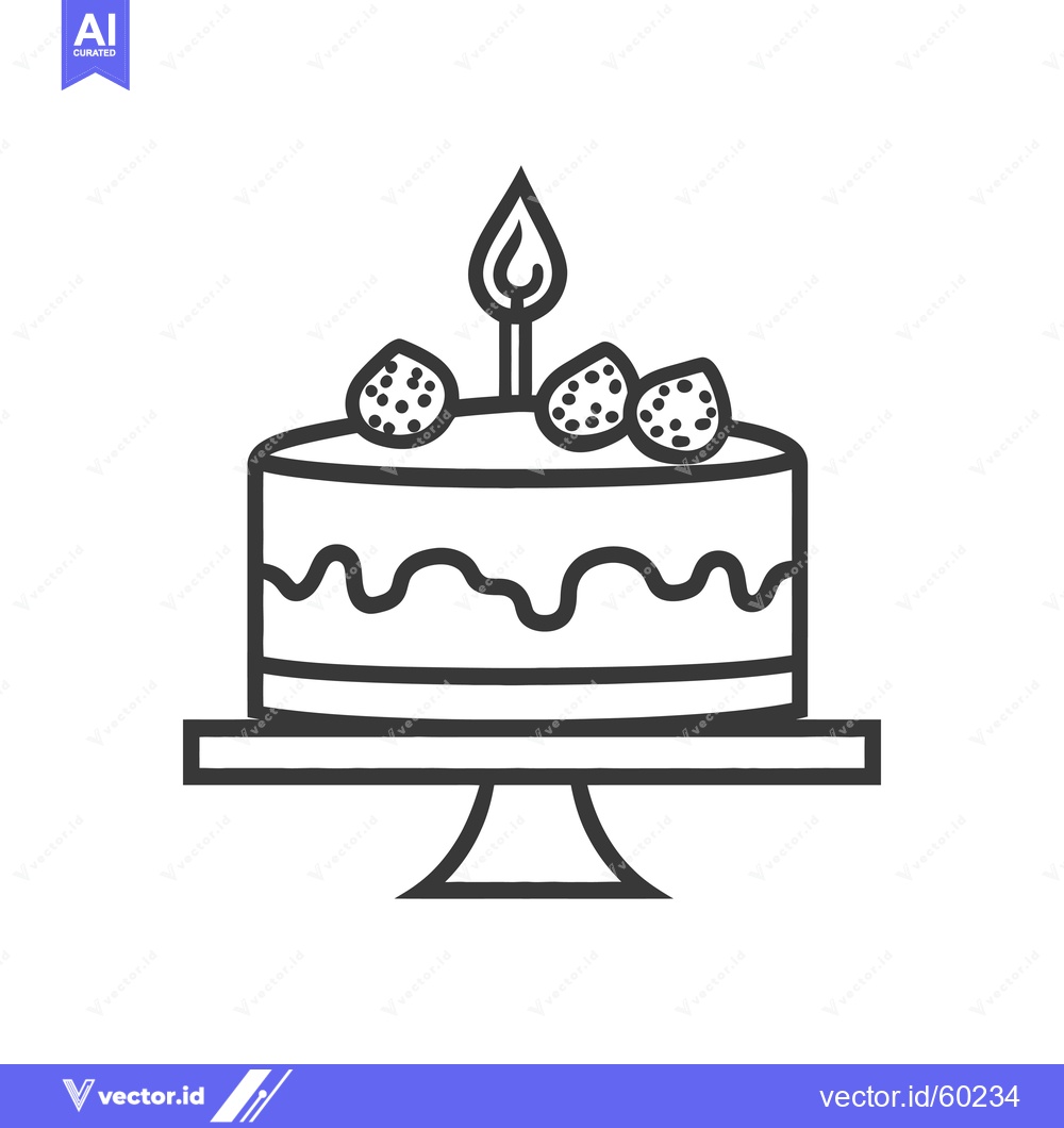 Premium Vector dari Strawberry Cake With Candle On Stand