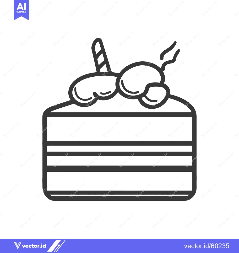 Premium Vector of Delicious layered cake slice with candy topping