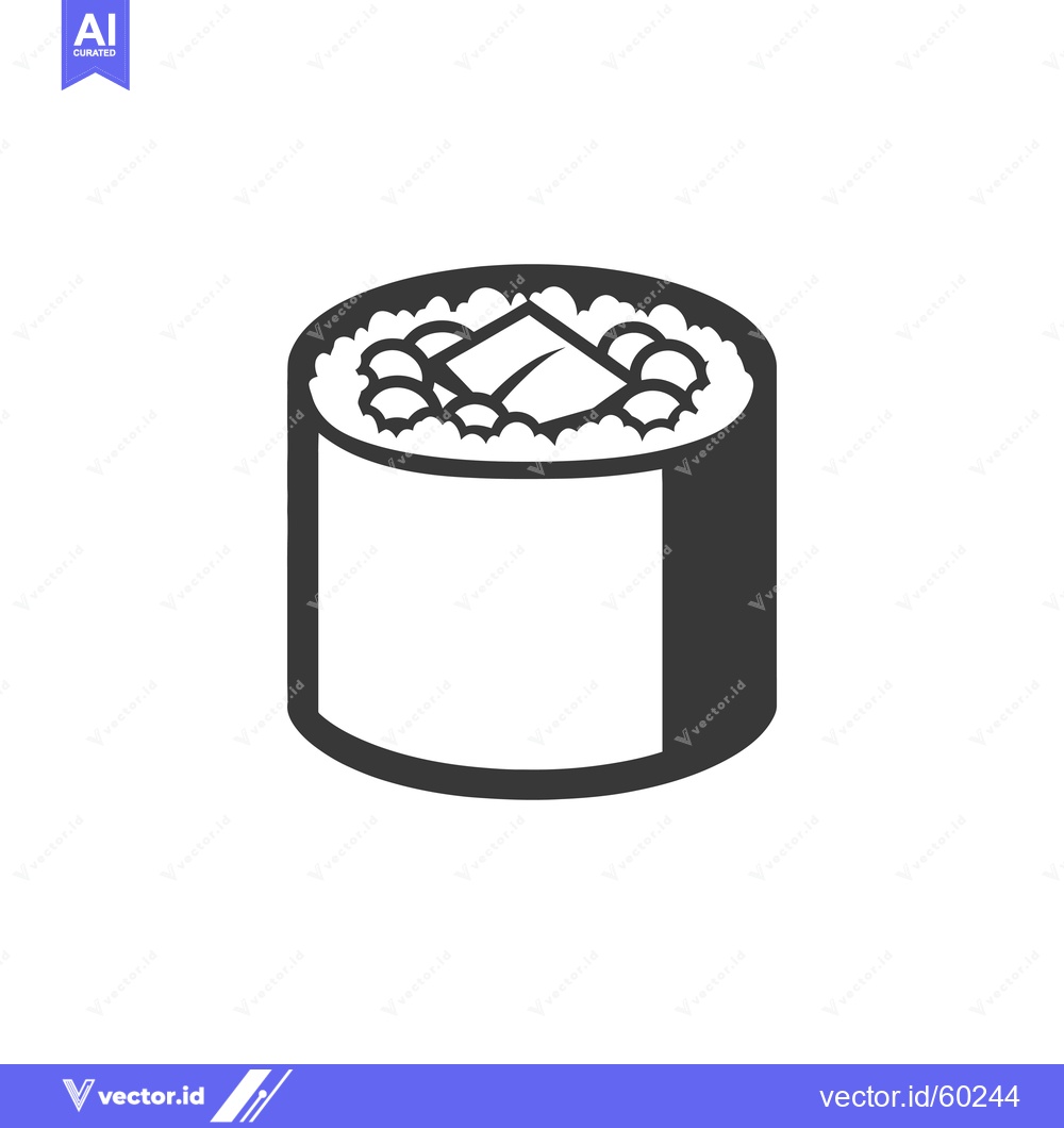 Premium Vector dari Single Sushi Roll Icon Featuring Rice and Topping